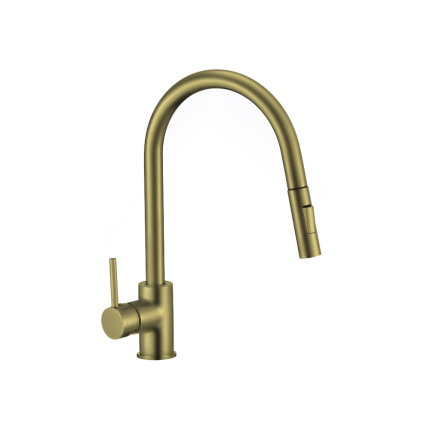 Classic Brushed Gold Kitchen Sink Pull Out Mixer